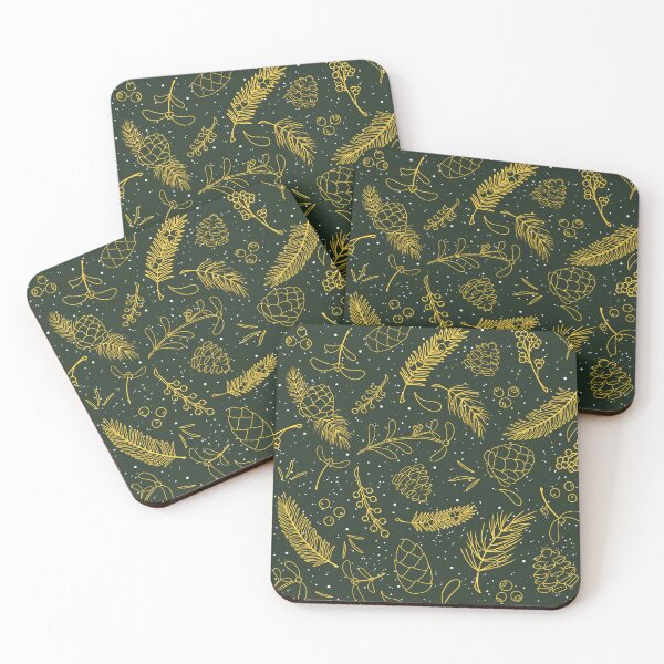Item preview, Woodland Mistletoe Green and Gold Holiday Print designed and sold by elledubbzart.