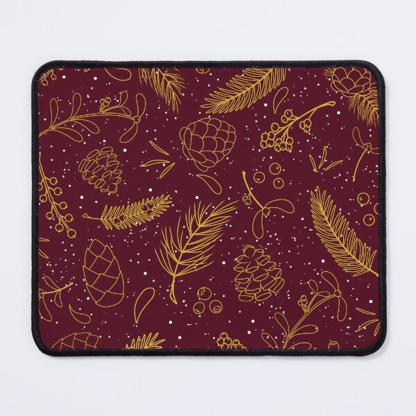 Item preview, Woodland Mistletoe Burgundy and Gold Holiday Print designed and sold by elledubbzart.