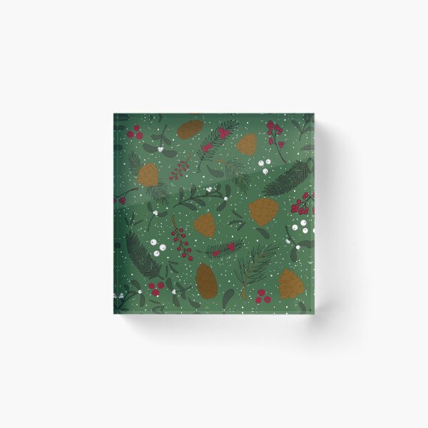 Item preview, Woodland Mistletoe Green Holiday Print designed and sold by elledubbzart.