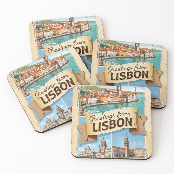 Item preview, Greetings from Lisbon Vintage Travel Retro Postcard Design designed and sold by TravelPostcardGems.
