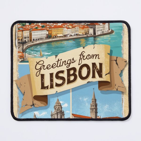 Item preview, Greetings from Lisbon Vintage Travel Retro Postcard Design designed and sold by TravelPostcardGems.
