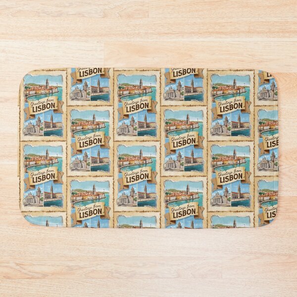 Item preview, Greetings from Lisbon Vintage Travel Retro Postcard Design designed and sold by TravelPostcardGems.