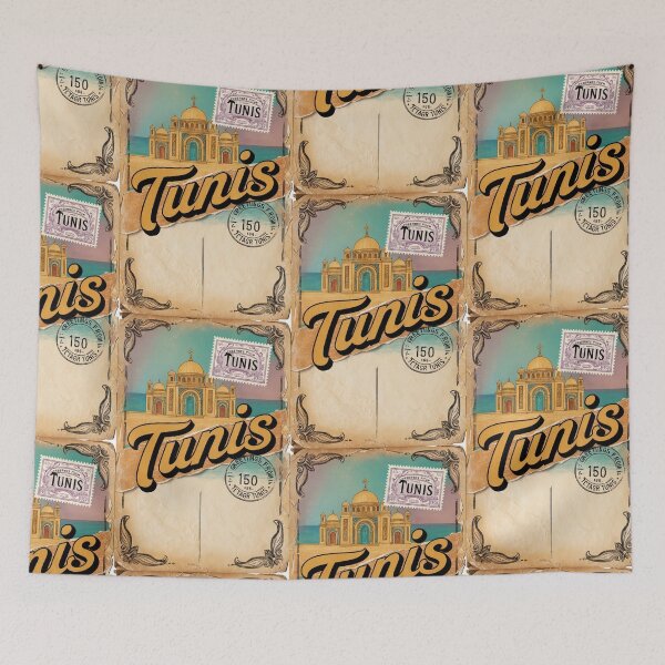 Item preview, Greetings from Tunis Vintage Travel Retro Postcard Design designed and sold by TravelPostcardGems.