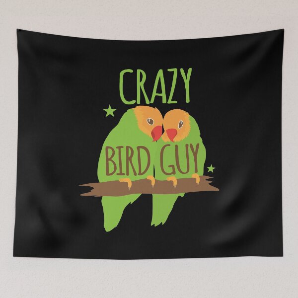 Item preview, Crazy bird guy (with green peachface lovebirds) designed and sold by jazzydevil.