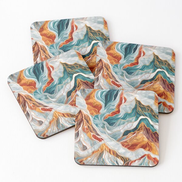 Item preview, Marble Mountains, Turquoise, Orange and White designed and sold by Ciervo Primavera.