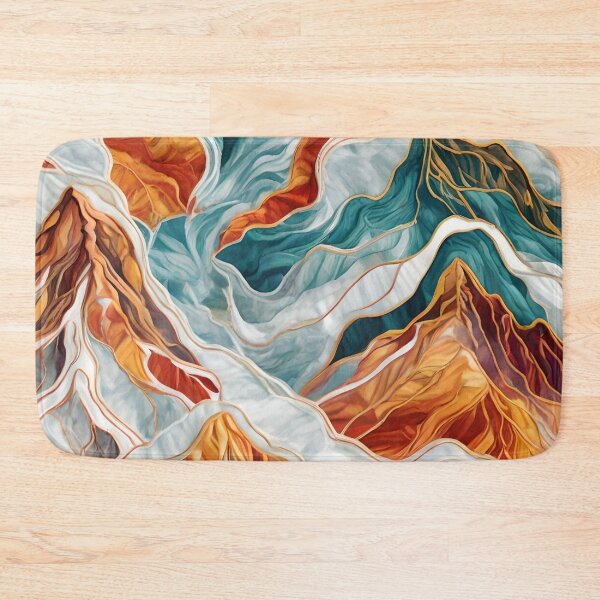Item preview, Marble Mountains, Turquoise, Orange and White designed and sold by Ciervo Primavera.