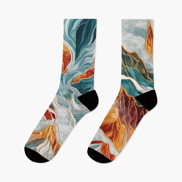 Item preview, Marble Mountains, Turquoise, Orange and White designed and sold by Ciervo Primavera.