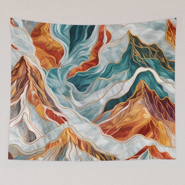 Item preview, Marble Mountains, Turquoise, Orange and White designed and sold by Ciervo Primavera.