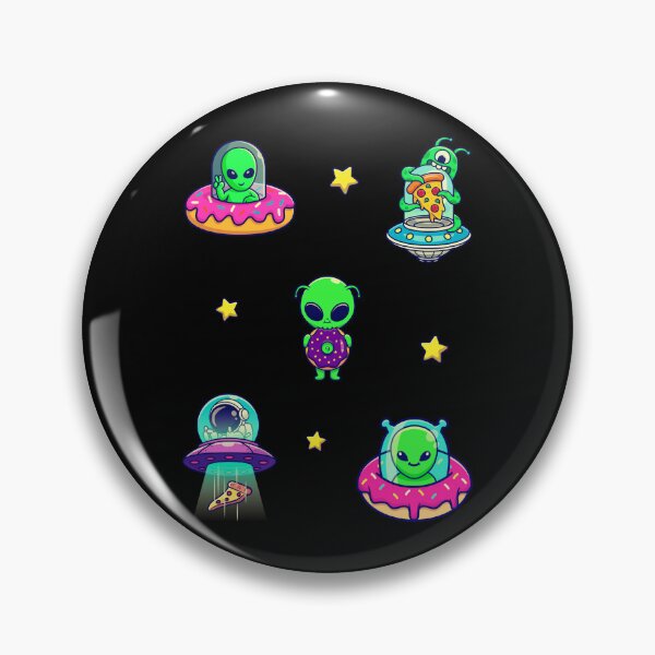 Item preview, Spacemen, Green Little Aliens, Pizza, and Pink Glazed Donuts designed and sold by Black11Flamingo.