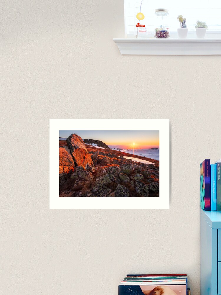 Thumbnail 2 of 3, Art Print, Sunset over Mt Kosciuszko Summit, Australia designed and sold by Chockstone.