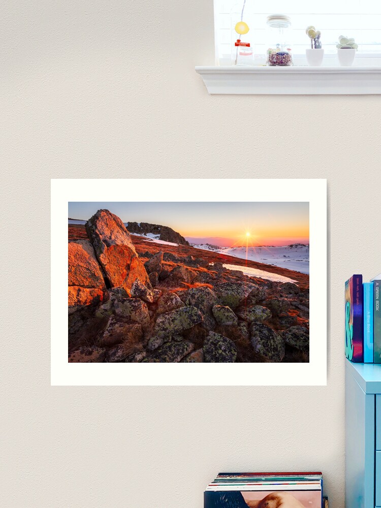 Thumbnail 2 of 3, Art Print, Sunset over Mt Kosciuszko Summit, Australia designed and sold by Chockstone.