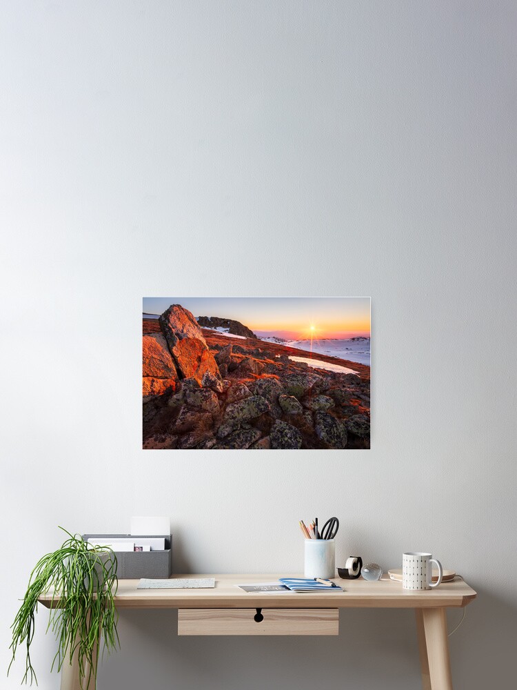 Thumbnail 2 of 3, Poster, Sunset over Mt Kosciuszko Summit, Australia designed and sold by Chockstone.