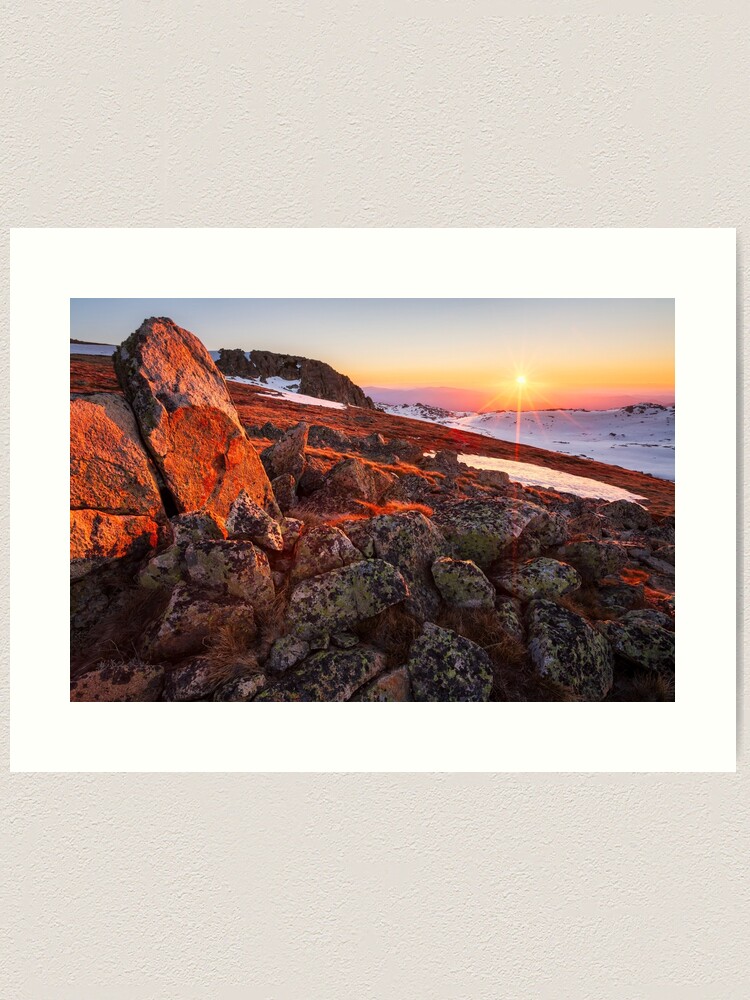 Thumbnail 1 of 3, Art Print, Sunset over Mt Kosciuszko Summit, Australia designed and sold by Chockstone.