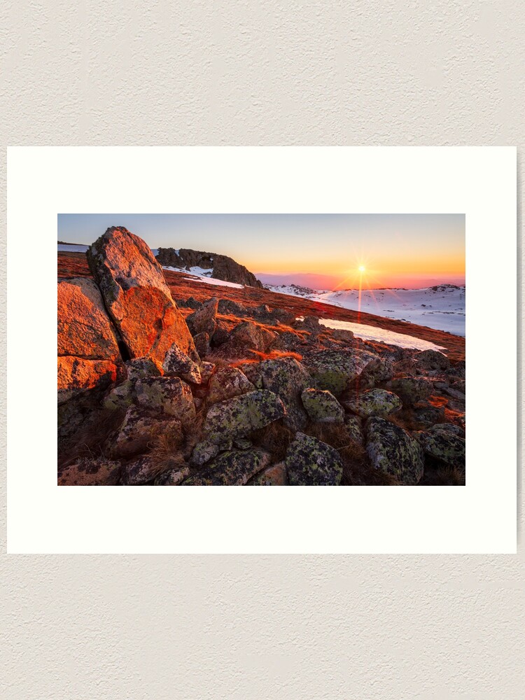 Thumbnail 1 of 3, Art Print, Sunset over Mt Kosciuszko Summit, Australia designed and sold by Chockstone.