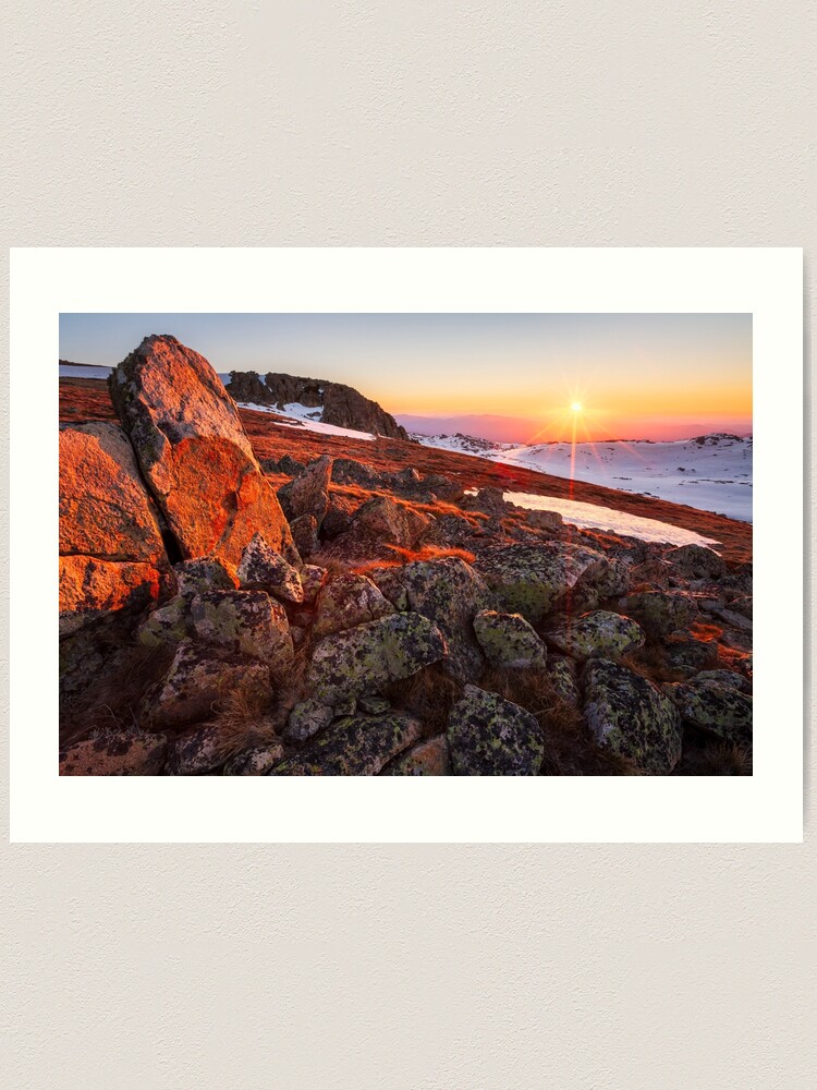 Thumbnail 1 of 3, Art Print, Sunset over Mt Kosciuszko Summit, Australia designed and sold by Chockstone.