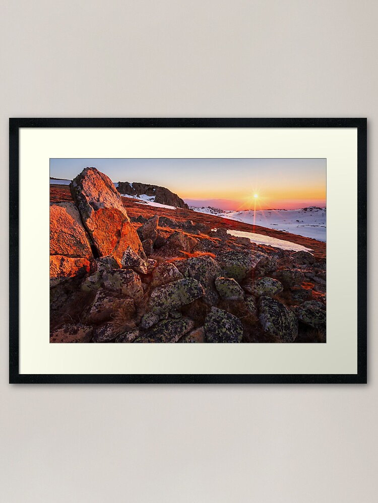 Thumbnail 1 of 7, Framed Art Print, Sunset over Mt Kosciuszko Summit, Australia designed and sold by Chockstone.