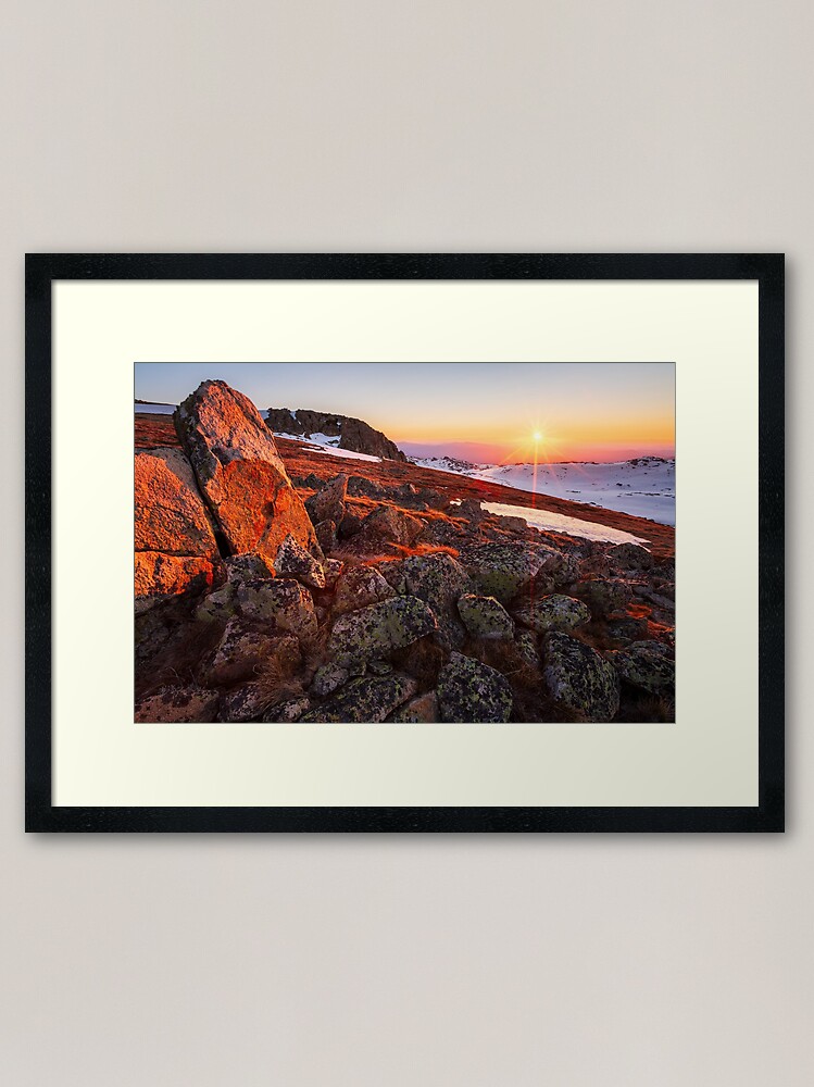 Thumbnail 1 of 7, Framed Art Print, Sunset over Mt Kosciuszko Summit, Australia designed and sold by Chockstone.