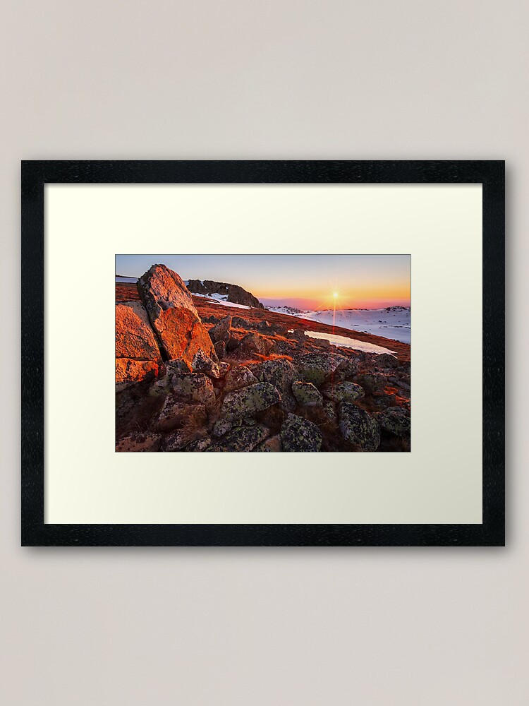 Thumbnail 1 of 7, Framed Art Print, Sunset over Mt Kosciuszko Summit, Australia designed and sold by Chockstone.