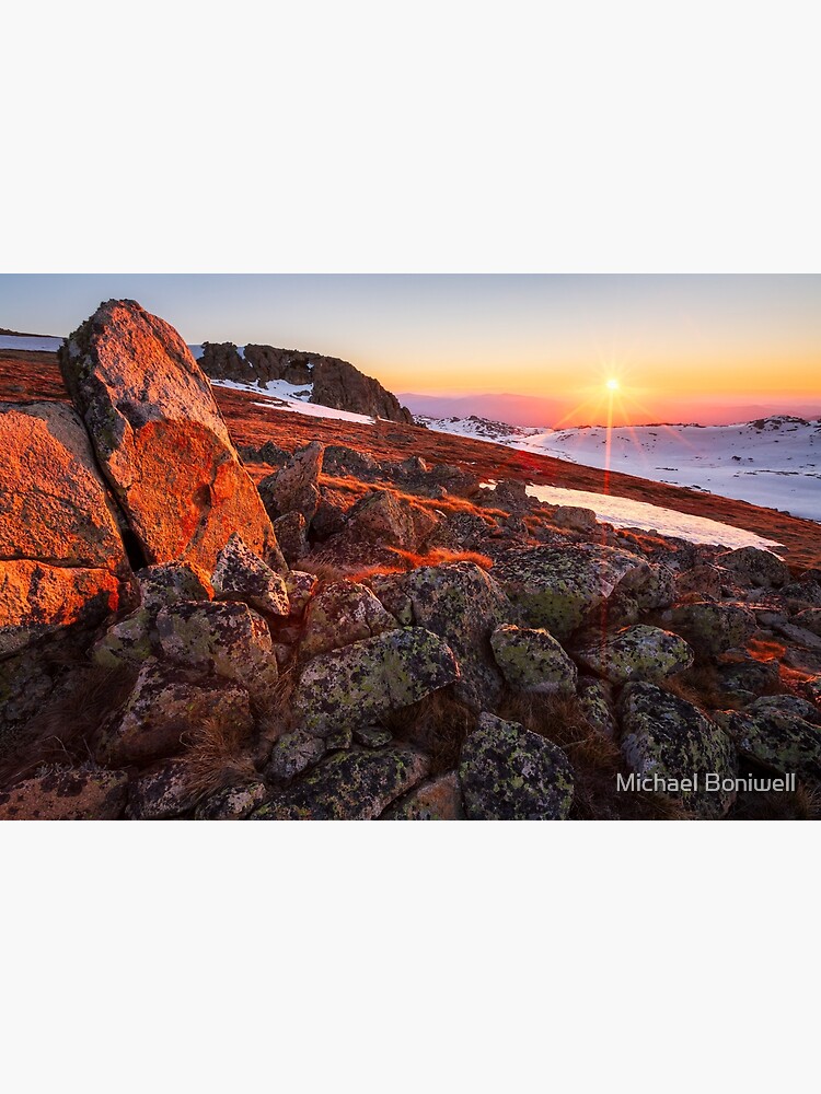 Thumbnail 3 of 3, Art Print, Sunset over Mt Kosciuszko Summit, Australia designed and sold by Chockstone.