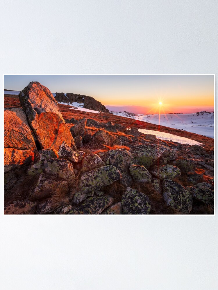 Thumbnail 1 of 3, Poster, Sunset over Mt Kosciuszko Summit, Australia designed and sold by Chockstone.