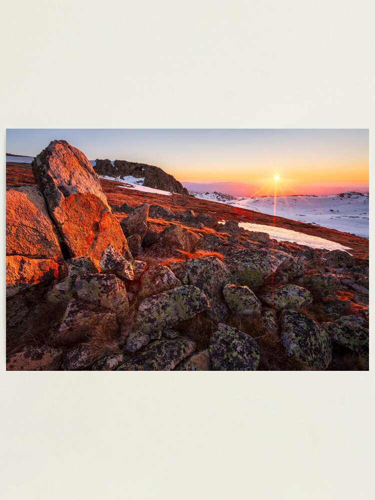 Thumbnail 1 of 3, Photographic Print, Sunset over Mt Kosciuszko Summit, Australia designed and sold by Chockstone.