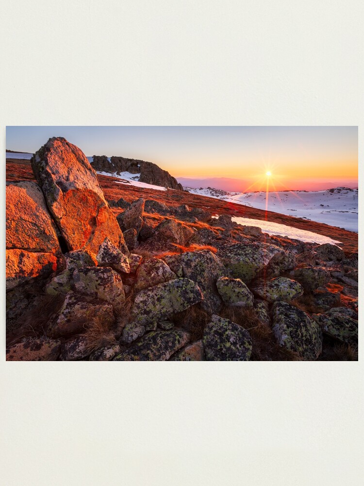 Thumbnail 1 of 3, Photographic Print, Sunset over Mt Kosciuszko Summit, Australia designed and sold by Chockstone.