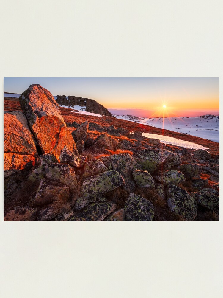 Thumbnail 1 of 3, Photographic Print, Sunset over Mt Kosciuszko Summit, Australia designed and sold by Chockstone.