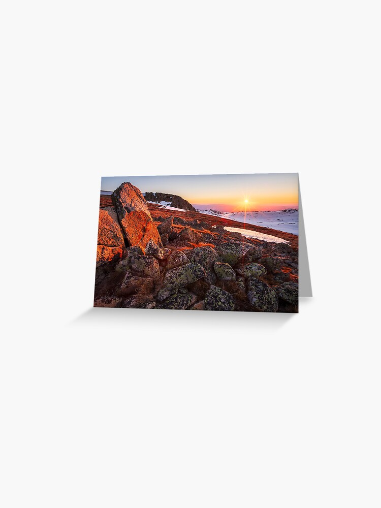 Thumbnail 1 of 2, Greeting Card, Sunset over Mt Kosciuszko Summit, Australia designed and sold by Chockstone.