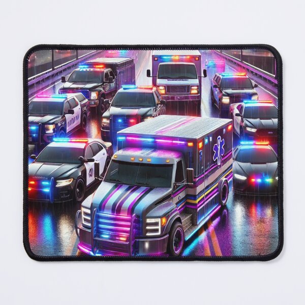 Item preview, Heroic First Responder Fleet - Rainy Night Emergency Vehicles designed and sold by Meta2Physical.