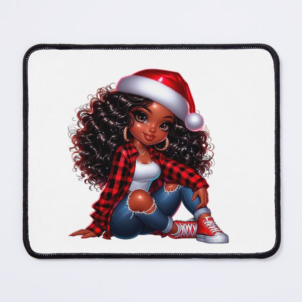 Item preview, Christmas Afro Chibi Girl, Christmas Black Chibi, Santa Chibi Design, Winter Black Girl, Xmas Chibi, Girl with Santa Hat. designed and sold by gabrielakrall.