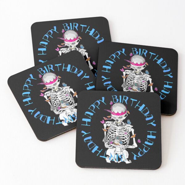 Item preview, Happy birthday cupcake (skeleton with butterflies) designed and sold by Whimsy Trail Co.