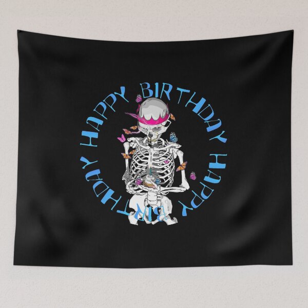 Item preview, Happy birthday cupcake (skeleton with butterflies) designed and sold by m-yoga-store.