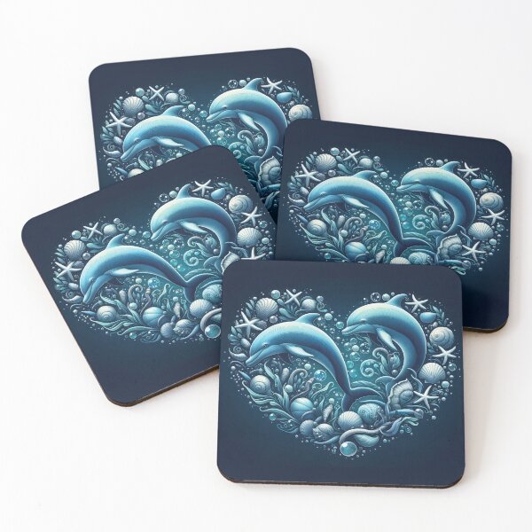 Item preview, Dolphins in Heart of Seashells designed and sold by EcoArtShop.