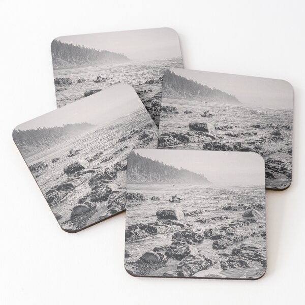 Item preview, Olympic National Park Pacific Coast Black and White Postcard designed and sold by BohoButtons.