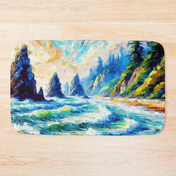 Item preview, Vibrant Coastal Seascape - Abstract Ocean Waves and Rocky Cliffs designed and sold by ChrisButler.