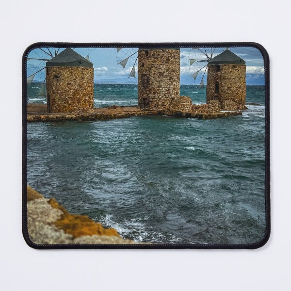 Item preview, Chios Greece Greek Islands Windmills Travel Photography Postcard designed and sold by BohoButtons.