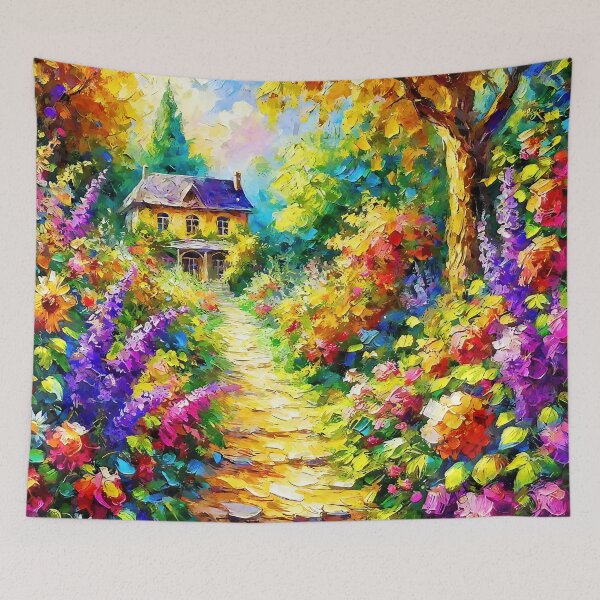 Item preview, Vibrant Garden Path - Colorful Cottage with Flowering Walkway designed and sold by ChrisButler.