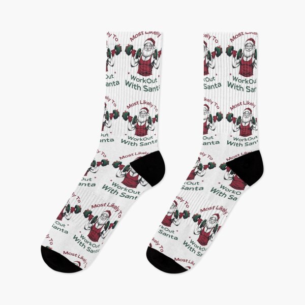 Item preview, Most Likely To WorkOut With Santa Bodybuilding - This funny gift is perfect for fitness fans and holiday humor lovers! designed and sold by ZyziowskyArt.