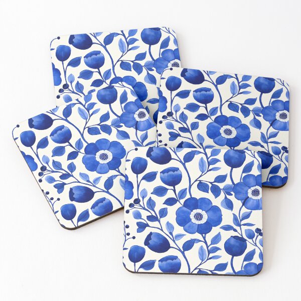Item preview, Blue Floral - Elegant floral pattern in vintage style designed and sold by MindKunst.