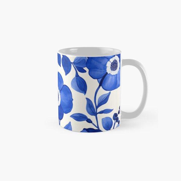 Aperçu de l'œuvre Blue Floral - Motif floral élégant de style vintage créée et vendue par MindKunst.