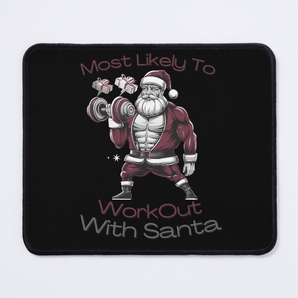 Item preview, Most Likely To WorkOut With Santa Bodybuilding - This funny gift is perfect for fitness fans and holiday humor lovers! designed and sold by ZyziowskyArt.