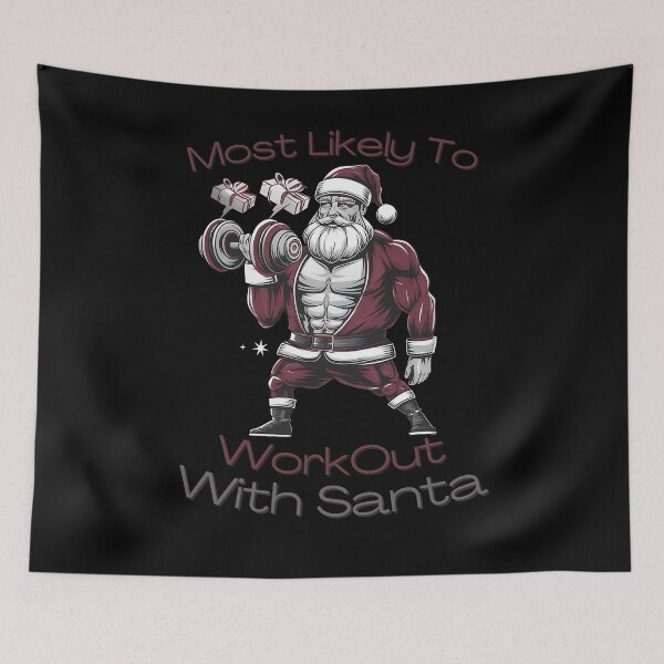 Item preview, Most Likely To WorkOut With Santa Bodybuilding - This funny gift is perfect for fitness fans and holiday humor lovers! designed and sold by ZyziowskyArt.