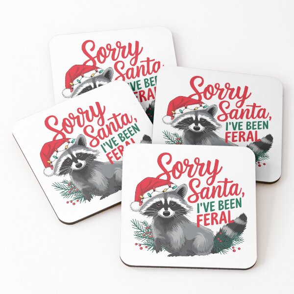 Item preview, Sorry Santa, I´ve been feral, racoon design, tik tok trends designed and sold by Dominika Farkašová.