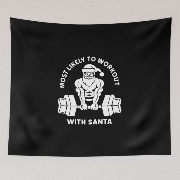 Item preview, Most Likely To WorkOut With Santa Bodybuilding - This funny gift is perfect for fitness fans and holiday humor lovers! designed and sold by ZyziowskyArt.
