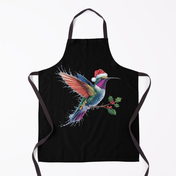 Item preview, Colorful Hummingbird Christmas Art with Holly and Santa Hat designed and sold by love3617.