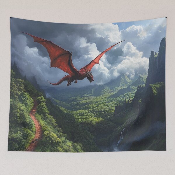 Item preview, Flying Red Fire Dragon In The Mountains designed and sold by GrinGalore.