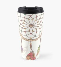 Hand drawn native american dream catcher, beads and feathers Travel Mug