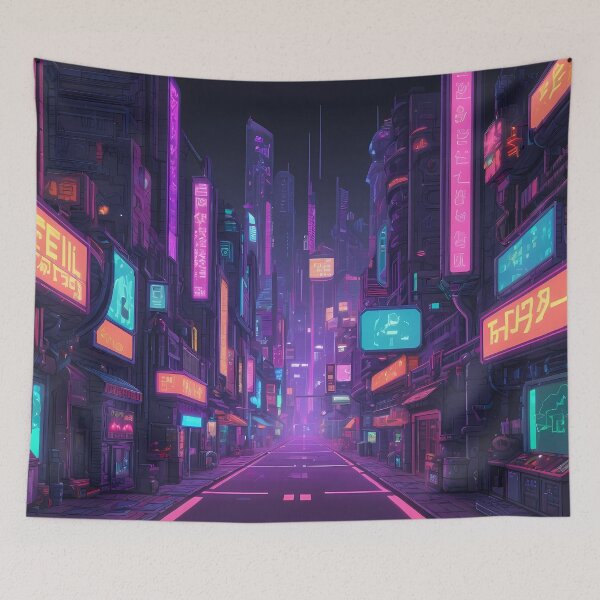 Item preview, Cyberpunk Pixel Art City Street designed and sold by papi1998.