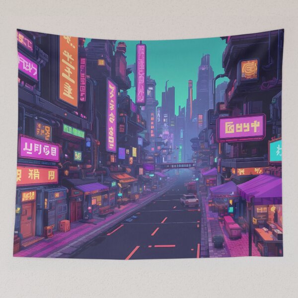 Item preview, Cyberpunk Pixel Art City Street designed and sold by papi1998.