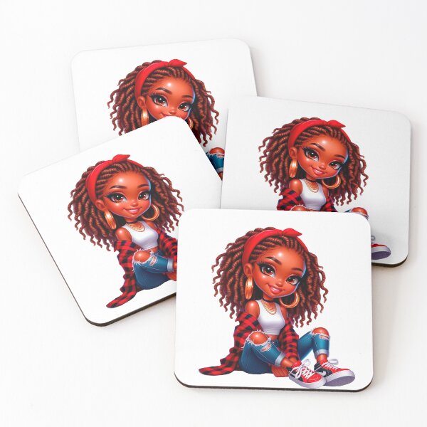 Item preview, Christmas Afro Doll, Christmas Black Chibi, Santa Chibi Design, Winter Black Girl, Xmas Chibi, Girl with Santa Hat. designed and sold by gabrielakrall.